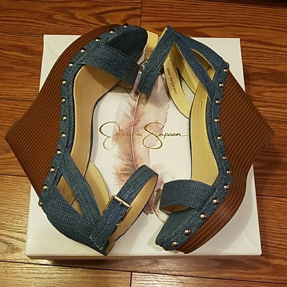 jessica simpson denim wedges